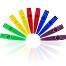 Instruments de musique kazoos en plastique avec diaphragmes de flûte kazoo pour cadeau, prix et fêtes, 5 couleurs (10 pièces)