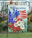 Toland Patriotic Welcome 12x18 Flower America USA Stars Stripes Garten Flagge