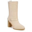 Franco Sarto Women's Paxton Mid Calf Heeled Gum Sole Boots, Ecru White Suede, 8 US