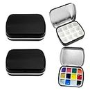 2 PCS Watercolour Paint Palette,Metal Mini Empty Watercolor Tin with Lid 12well Portable Paint Palette for Urban and Field Sketching