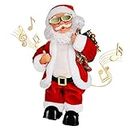 SdeNow Electric Santa Claus, Gold Wire Glasses Shaking Belly Santa Claus Singing Dancing Christmas Santa Claus Toys Xmas Electric Dolls Gift for Kids