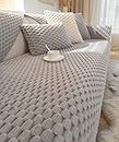 vctops Honeycomb Pattern Fluffy Faux Fur Sofa Couch Cover Super Soft Fuzzy Shaggy Sectional Couch Cover Non Slip Plush Warm Sofa Slipcover Furniture Protector (Grey,28"x28")