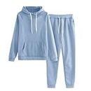 TIMIFIS Jogging Suit Sets for Women Plus Size 2 Piece Tracksuits Outfits Long Sleeve Hoodies Solid Drawstring Sweatpants, Sky Blue, Small