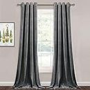 StangH Gray Velvet Curtains 84-inch - Elegant Home Decor Room Darkening Velvet Drapes Heat Insulated Window Shade Panels for Living Room/Office, Grey, W52 by L84 inches, 2 Panels