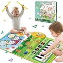 PRAGYM 1 Year Old Girl Birthday Gift, 2 in 1 Baby Musical Toys for 1 Year Old, Toddler Piano & Drum Mat with 2 Sticks as Early Educational Toys, First Birthday Gifts for 1 2 Year Old Girls & Boys
