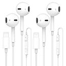 2Pack Apple Earbuds with Lightning Connector [Apple MFi Certified] iPhone Wired Earphones with Microphone Volume Control Music and Calling Headphones for iPhone 14/13/12/11/SE/X/XR/XS