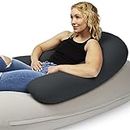 Moon Pod Crescent Backrest for Bean Bag Chair, Charcoal - The Zero-Gravity Beanbag for Stress, Anxiety, & All Day Deep Relaxation - Ultra Soft & Ergonomic Support for Back & Neck- For The Whole Family