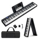 Sonart Folding Electric 88-Key Piano Keyboard Semi Weighted Full Size MIDI Black