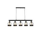 Five-Head Black Iron Cage Long Chandelier, LED Industrial Retro Metal Decorative Lighting Fixtures, Modern Chandelier, Used in Homes, Bars, Coffee Shops