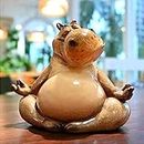 Juliahestia Hippo Figurine Yoga Statue - Meditation Hippopotamus Gifts Knick Knacks Shelf Office Home Decor Zen Room Decoration Desk Accessories