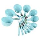 INOVERA (LABEL) Plastic 12 Piece Measuring Cups and Spoons for Kitchen Cake Baking and Cooking Teaspoon Tablespoon Spoon Accessories Tools Set (Sky Blue - Pack of 2)