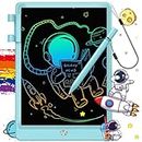 FLUESTON LCD Writing Tablet, Doodle Board Toys Gifts for 3-8 Year Old Girls Boys, 10 Inch Colorful Electronic Board Drawing Pad for Kids, Gifts for Toddler Educational Learning Travel Birthday, Blue