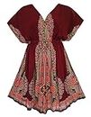 Red Dot Boutique 119 - Plus Size Dashiki Printed Babydoll Cover-Up Vacation Dress - Red - 1X Plus
