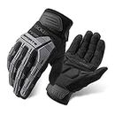 ROCKBROS Mountain Bike Gloves Dirt Bike Gloves Motorcycle Cycling Gloves with 6MM Gel Pad Touch Screen Knuckle Protection Gloves for BMX MX ATV MTB Racing Black-L