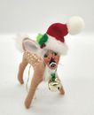 Annalee 2008 Christmas Ornament 701808 Spotted Fawn with Bell & Santa Hat 4In