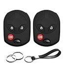 2pcs Compatible with Ford Remote Head 3 Buttons Black Silicone FOB Key Case Cover Protector Keyless Remote Holder for Ford Edge Fusion Mustang Escape Expedition Explorer F-150 F-250 F-350 Super Duty