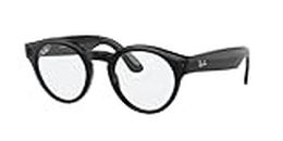 Ray-Ban Stories | Round Smart Glasses with Photo, Video, and Audio, Black/Transitions Clear to Brown Quartz, 48 mm
