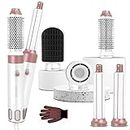 2023 MIEARA 5 in 1 Hair Styler, Hair Dryer Brush, Negative Ionic High-Speed Hot Air Brush for Volumizing, Drying and Rotating, Hairdryer Brush for All Hair Types (A - White & Rose Pink)