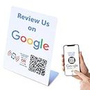 Review Us On Google Stand - Touchless QR Code and NFC Tag - Google Review Tap Stand - Boost Your Business Reviews - Custom-Designed for Google