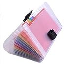 nuoshen Mini Document File, 13 Pockets Small Accordian File Organizer Plastic Expanding Ticket Folders Colored 24 Labels Index Case(7.1 x 4.45 x 1.1 inch)