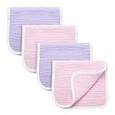 Synrroe Burp Cloths Large, Muslin Burp Cloths for Baby Girls, Pack of 4 Extra Absorbent and Soft Muslin Bibs, 6 Layers 20 by 10 Inches 100% Cotton (Pink-Purple 4 Pack)