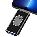 ARCELI USB Flash Drive for iPhone 128GB- 3 in 1 Photo Memory Stick External Storage Pen Drive Compatible for IOS/Android/Tablet/PC and Devices with Micro USB 3.0/OTG (Black)