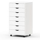MAX TOWN MAXTOWN 7 Drawer Storage Organizer, Mobile Under Desk Filing Drawer Unit, Storage Dresser Cabinet with Wheels, Wood Filing Cabinets for Home Office, White