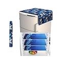 Fabolic Fridge Appliance Polyester Cover Combo Set | 1 Piece Top Printed Cover | 3 Pieces Fridge Mats & 1 Piece Handle Cover (Blue)