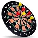 RAINBOW RIDERS Round Medium Magnetic Dartboard Board Game Set - Bullseye Dartboard, 13 Inch Board with 6 pcs Safe Darts for Kids Boys Girls Age 4, 5+ Years Plastic Multicolour Board Game