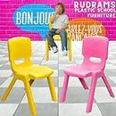 RUDRAMS Big Kids Chair for 4 to 10 Years || Strong Plastic Chair for Kids || Nursery School Kids Chair || Chairs for Kids Sustain Upto 150 kg (2, Pink & Yellow)