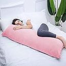 slatters be royal store Soft Microfiber Hug Pillow for Sleeping 54 x 20 Inches, Full Body Pillow, Long Pillow for Bed, Pregnancy Pillow for Sleeping, Large Pillow with Velvet Cover, Pink