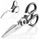 Kitchen Shears by Gidli - Lifetime Replacement Warranty- Includes Seafood Scissors As a Bonus - Heavy Duty Stainless Steel Multipurpose Ultra Sharp Utility Scissors.