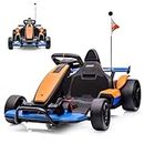 24V Electric Go Kart for Kids, Hetoy Licensed McLaren Drift Racing Go Kart w/Drift Race Pedal, 10AH Large Battery, 2×120W Powerful Motor, Damping System, Racing Flag, Go Kart for Big Kids Age 6+