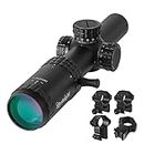 Paike 1-5x24 Rifle Scopes Second Focal Plane(SFP) Red Green Illuminated 30mm Tube with 11mm and 20mm Mount