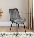 Zidle Helium Dining Chair for Living Room | Bedroom | Restuarant | Made with Hard Press Ply Velvet Back & Seat | Powder Coated Metal Taper Legs (Grey)