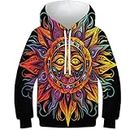 HEYLInUP Retro Sun Pattern Unisex Teen Boys Girls 3D Printed Hoodies Kids Sportswear Hoody Jumper Funny Clothes Long Sleeve with Pockets for 6-15 Years 10-12Y