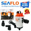 SEAFLO 12v 800GPH LIVEWELL Live Bait Tank Well Aerator Bilge Pump Kit Fishing