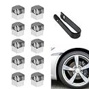 Fogfar 21 PCS Car Tire Screw Caps, 21mm Wheel Lug Nut Covers Decoration PA Shell, Waterproof Dustproof Bolt Protection Cover with Removal Tool, Universal for Most Car's External Devices (Silver)