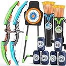 HYES 2 Pack Bow and Arrow for Kids, LED Light Up Archery Set with 24 Suction Cup Arrows, 1 Standing Target, 6 Score Targets & 2 Quivers, Indoor Outdoor Sport Gifts for Boys Girls Ages 4-12