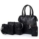 Segater® Women Fashion Handbag+Shoulder Bag+Purse+Card Purse Faux Leather Tote 4 Pieces