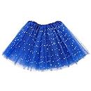 Sibba Sparkle Tutu Skirt Ballet Dance Skorts 3 Layered Tulle Sequin Star Skirts Role-Playing Birthday Princess Christmas Party for 2-7 Years Sports Outdoor Clothing Costume (Blue)