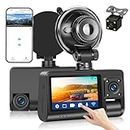 Dual Dash Cam for Cars Front/Inside/Rear View Camera 3 inch Touch Screen 1080P HD DVR Camera Video Recorder Driving Recorder 2 Split Screens Wide Angle Automatic Loop Recording Night Vision