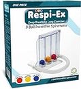 Respi-Ex Deep Breathing Lung Exerciser, 3 Ball Incentive Spirometer, Washable and Hygienic Breath Measurement System, Package with Hygienic Seal