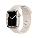 Apple Watch Series 7 (GPS, 41MM) - Boîtier en Aluminium lumière stellaire (Blanc cassé) avec Bracelet Sport (Reconditionné)