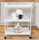Kitchen Serving Trolley Tea Coffee Meal Drinks Serving Unit Cart Home 3 Tiers