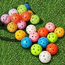 THIODOON Golf Practice Ball Air Flow Hollow Practice Golf Balls 40mm Plastic Golf Balls for Swing Practice Driving Range Home Outdoor Golf Games for Adults Kids 12 Pack (Mixed Color, 12 pcs)
