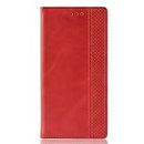 Zl One PU Leather Protection Cover Card Slots Wallet Flip Case Compatible with/Replacement for FUJITSU らくらくスマートフォン me F-01L / Easy Phone/Raku Raku/F-42A (Red)