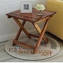 ETIQUETTE ART Patio Folding Coffee Table/Tea Table,Outdoor Wooden Square Portable End Table/Picnic Table for Camping & Dining/Balcony and Garden Bistro Side Table (Light Walnut)