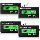 2 Pieces DC 12V 24V 36V 48V 72V Battery Meter with Alarm, Front Setting and Switch Key, Battery Capacity Voltage Indicator Battery Gauge Monitors Lithium ion Battery Indicator (Green)