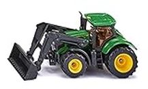 siku 1395, John Deere Traktor mit Frontlader, Grün, Metall/Kunststoff, Bereifung aus Gummi, Beweglicher Frontlader